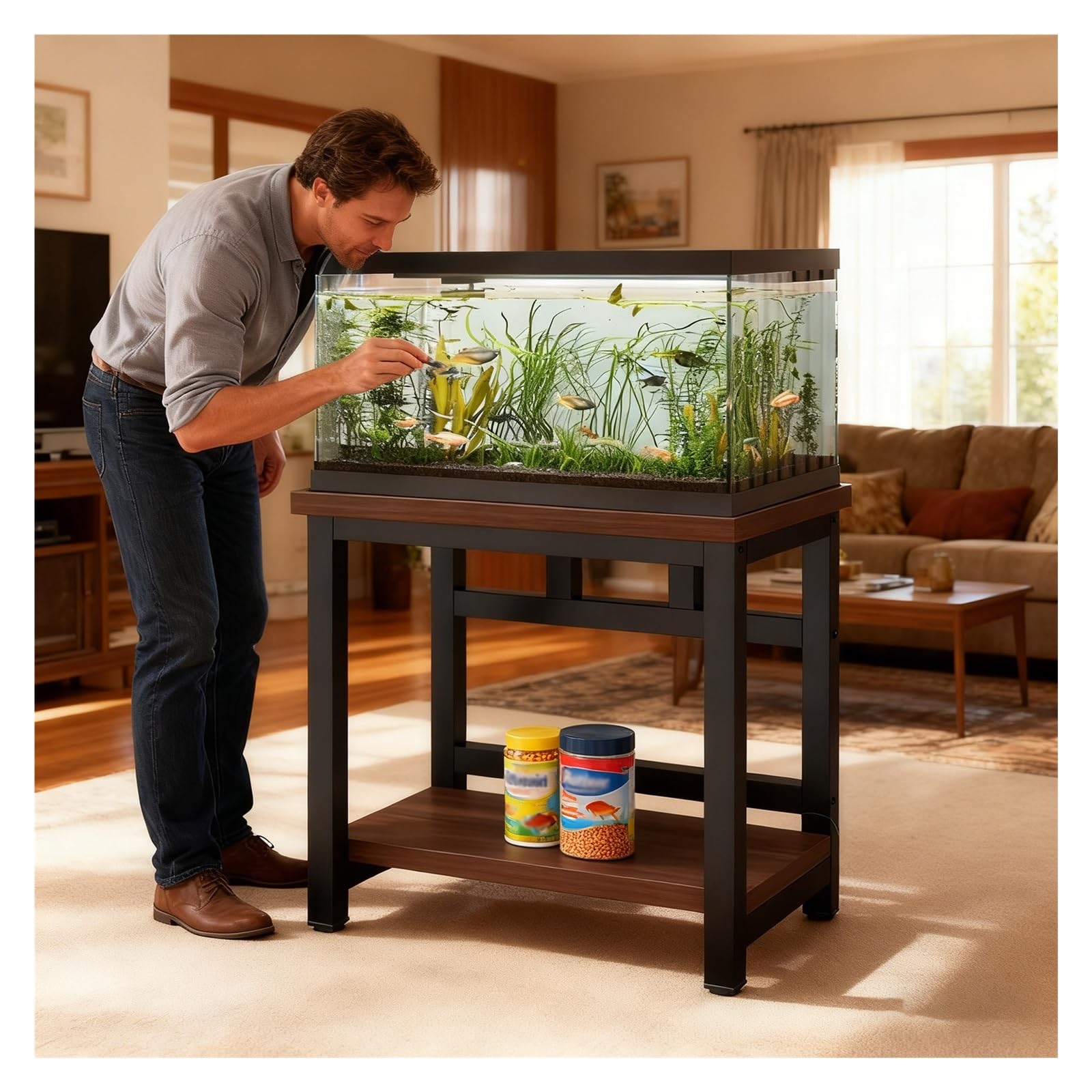Support d'aquarium pour reptiles à 2 niveaux, table terrarium métal 100kg
