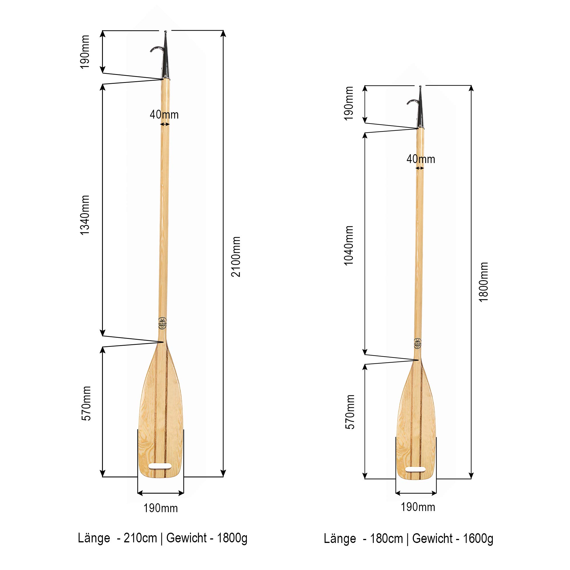 John Paddle let's rOAR www.johnpaddle.com Bootshaken/Paddel 2in1 aus Holz für Segelboote, Segeljachten, Booten TOP Qualität, traditionelle Form und Material - EU Eco Produkt 180cm, 210cm