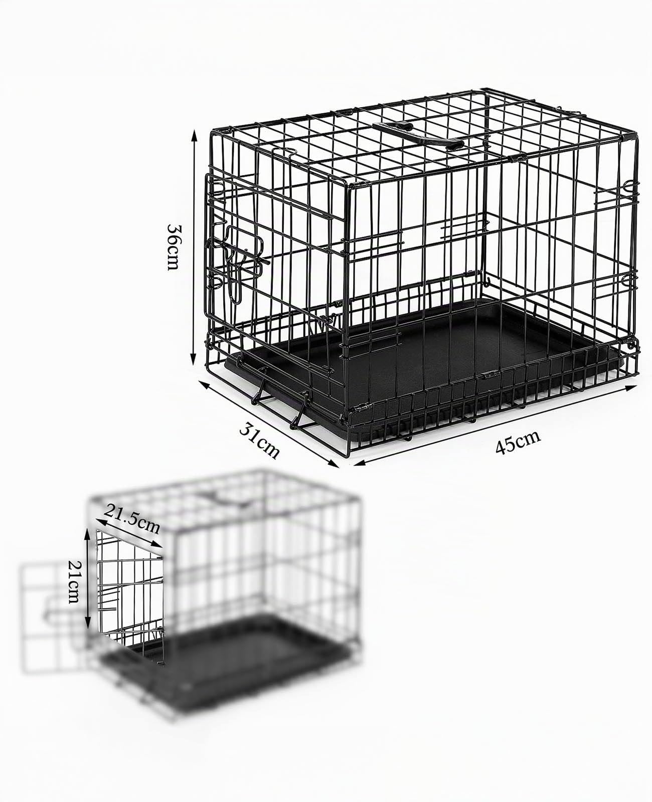lionto Gabbia di Transporto pieghevole per Cuccioli per Cani, (S) 45x31x36 cm Nero
