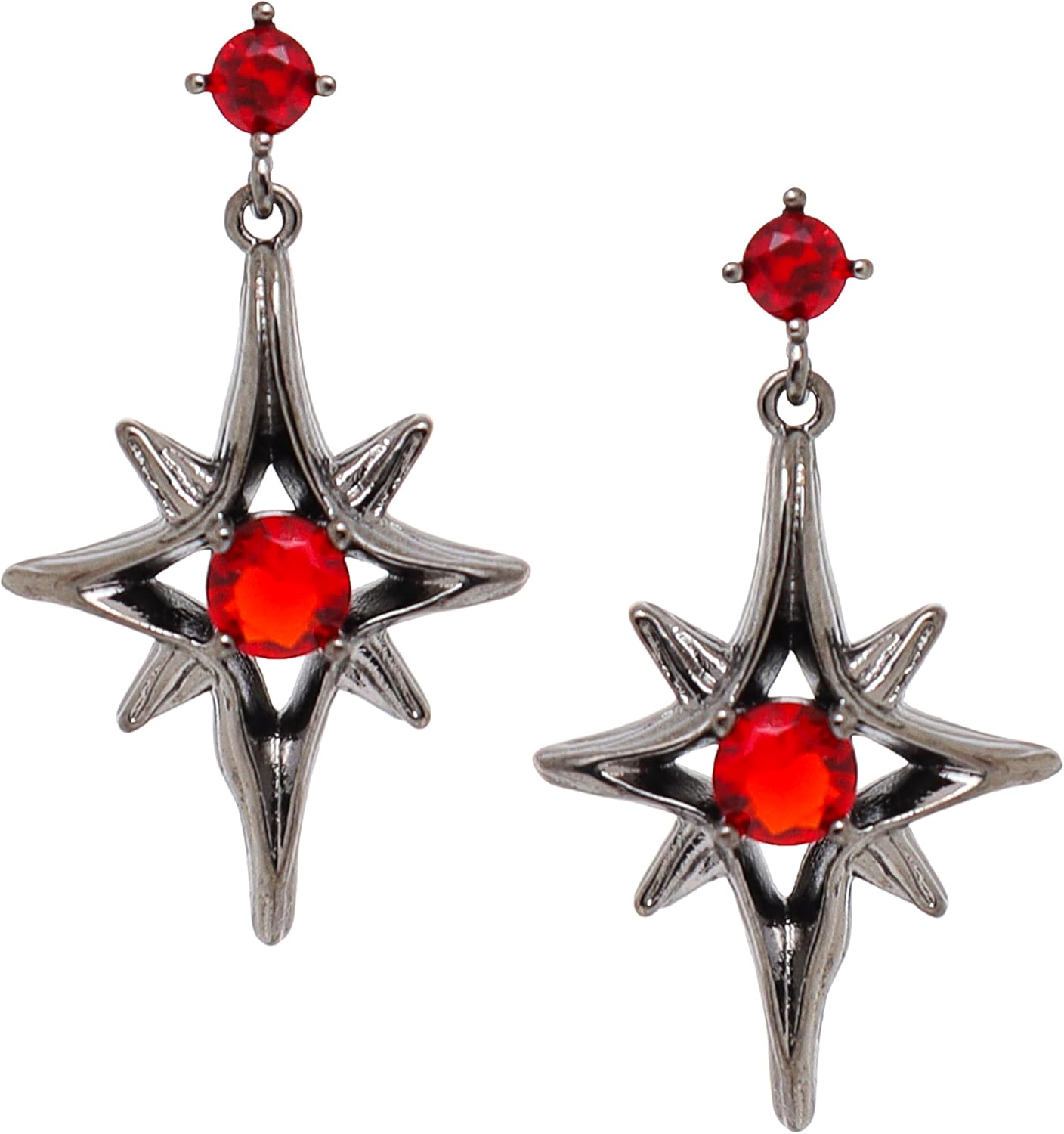 Gothic Dangle Drop Stud Earring for Woman Man, Vintage Punk Red Ruby Rhinestone Crystal Dangling Goth Earing Prom Accessories Fashion Jewelry Gifts