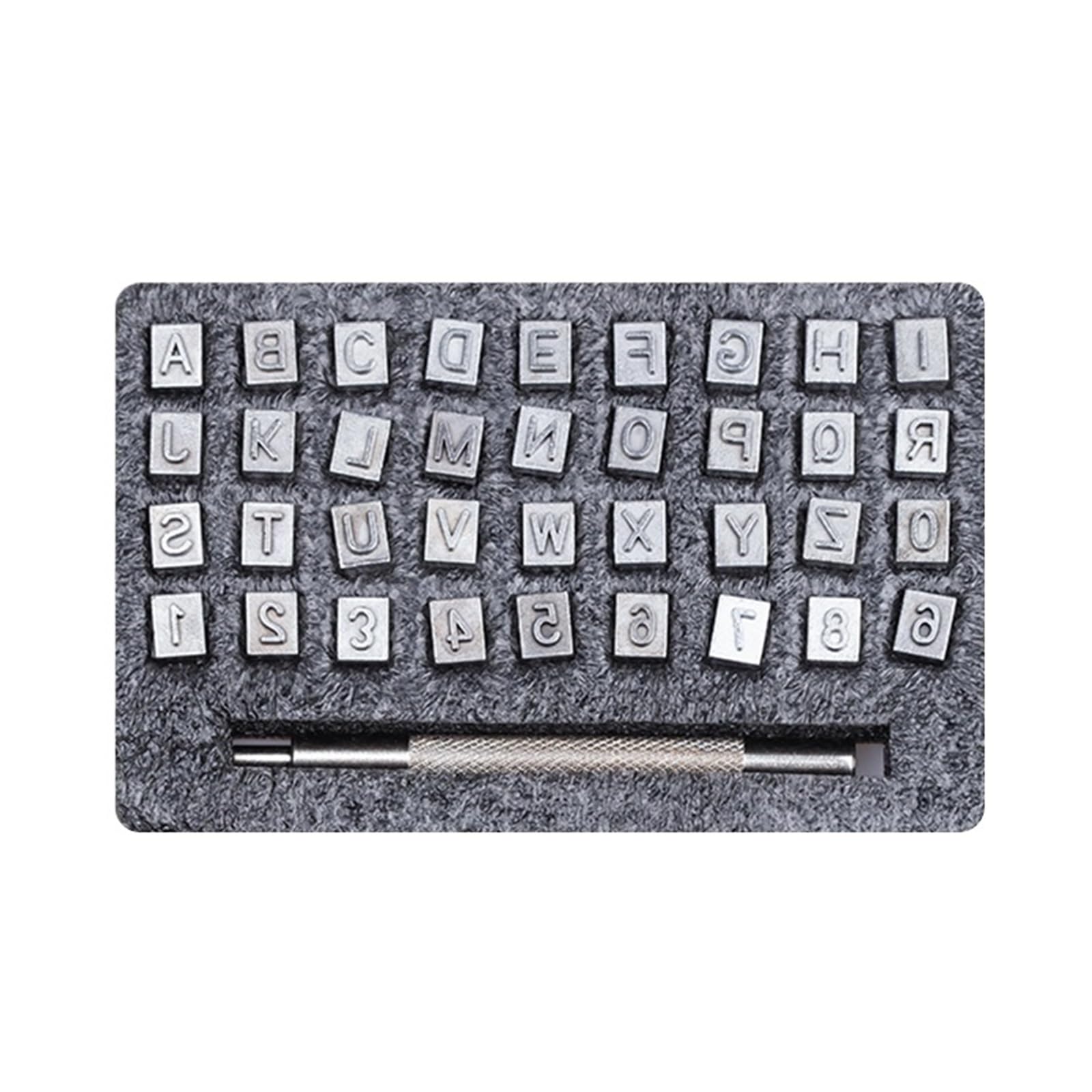 Leather Letter Stamp Set Leather Alphabet Stamps Punch Capital Letters & Number Stamping Tools Set DIY Logo Punching 4mm/6mm Metal(Size 6mm (37Pcs))