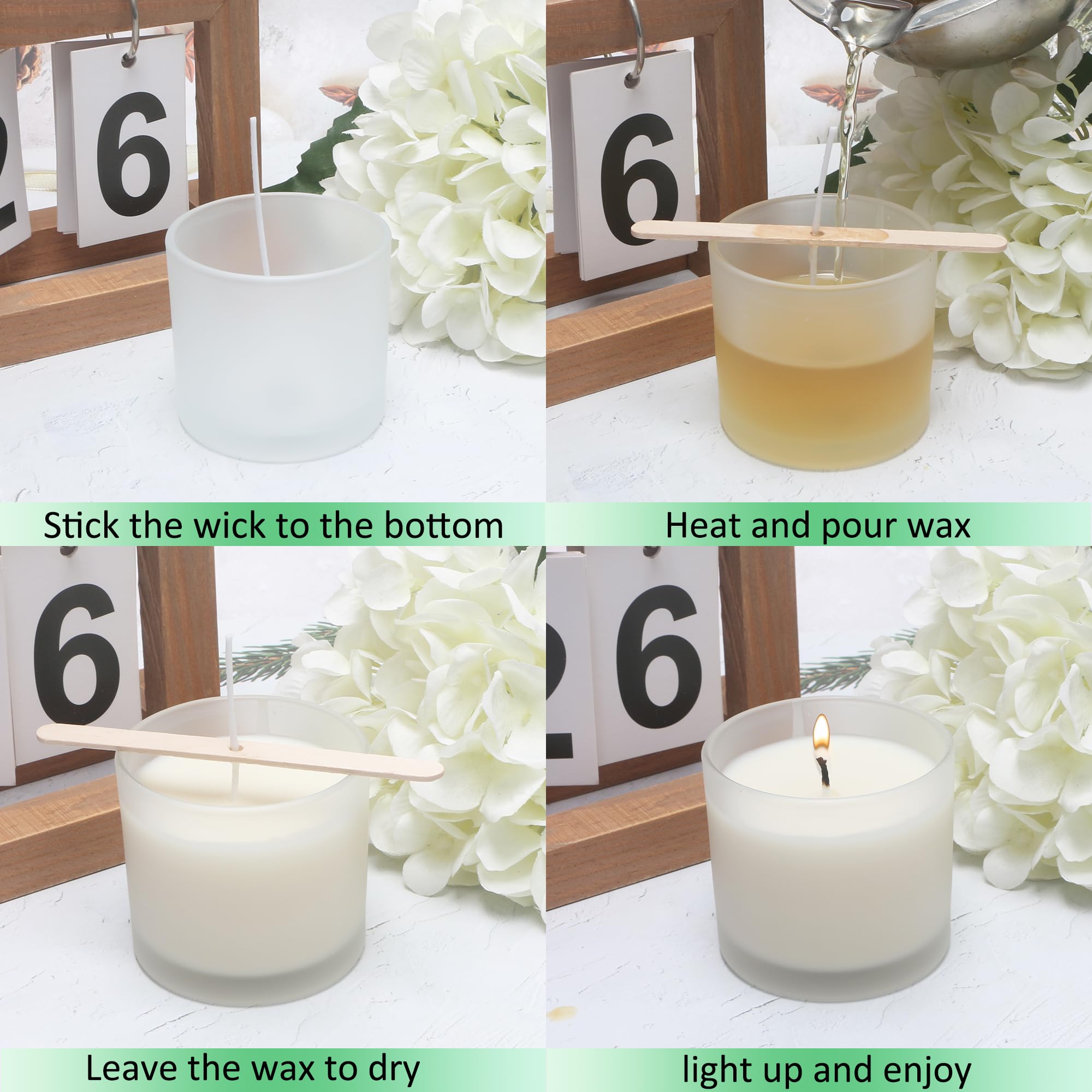 MILIVIXAY Kit de fabrication de bougies - 20 bocaux en verre blanc givré de 113,4 g avec couvercles en bambou et accessoires de fabrication de bougies - Pour adultes - ART_CRAFT_KIT