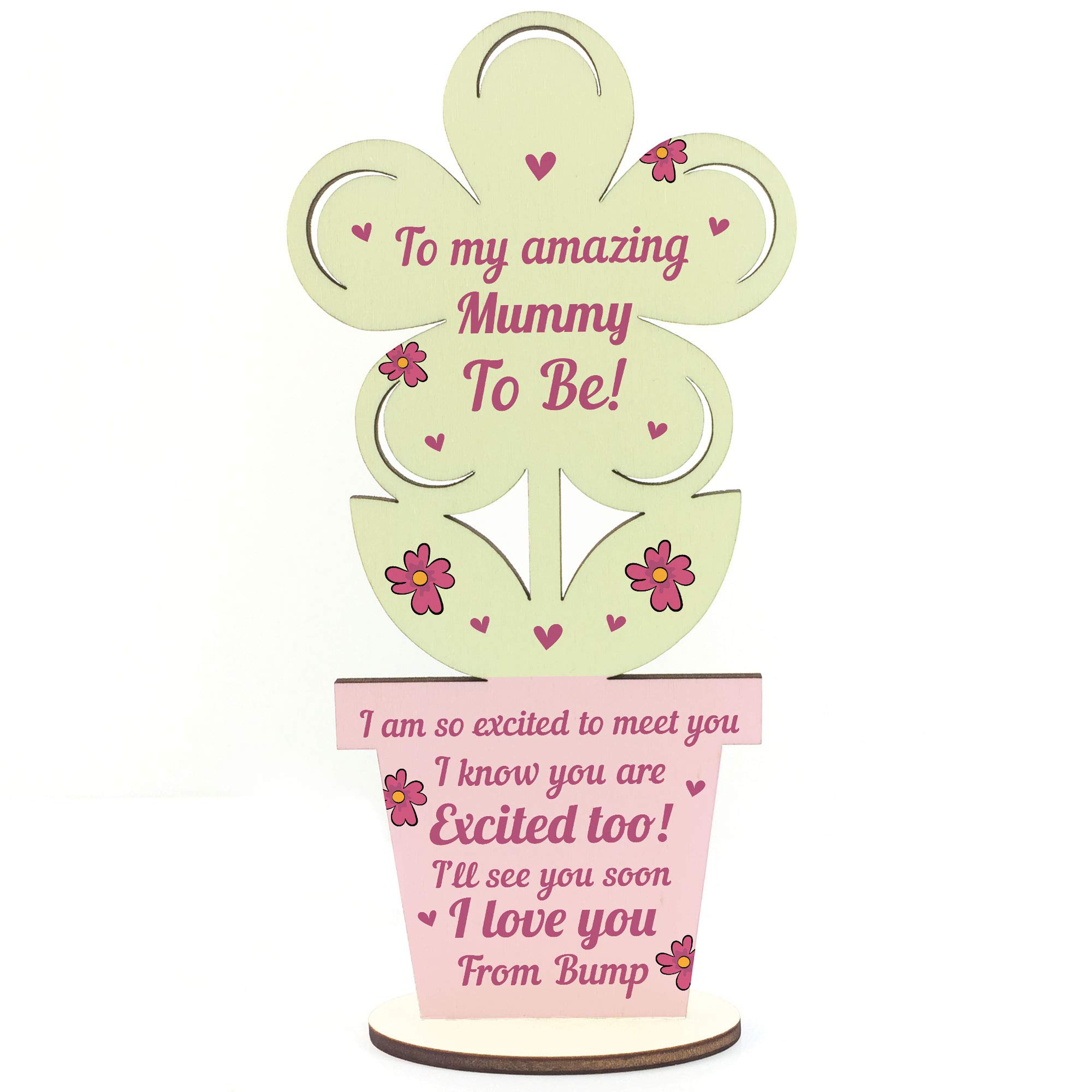 Red Ocean Mummy To Be Gifts From Bump Wooden Flower Mum Keepsake