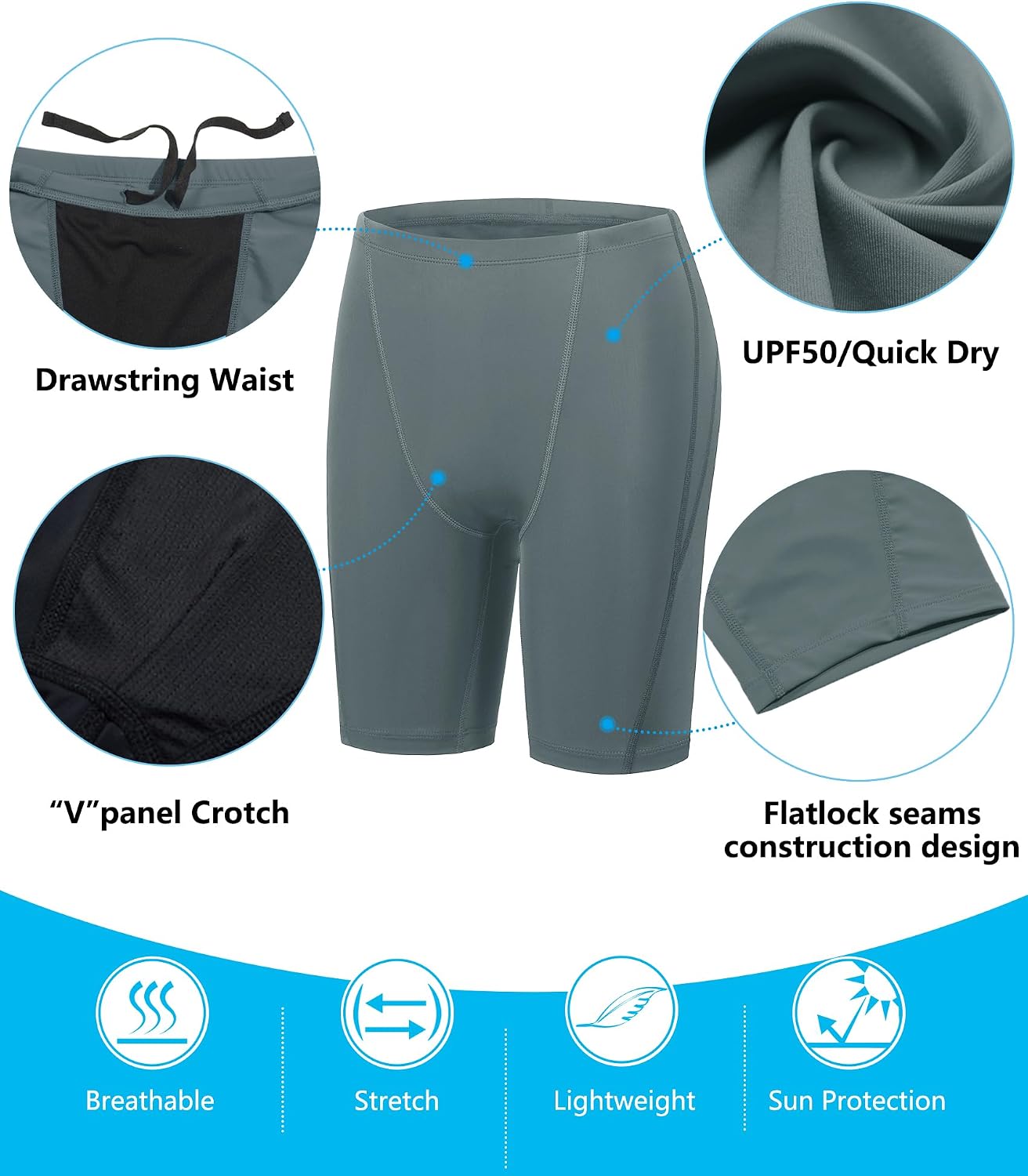 Men's Swim Jammers Competitive Athletic Swim Team Suit Training Endurance Racing Quick Dry Swimming Shorts UPF 50