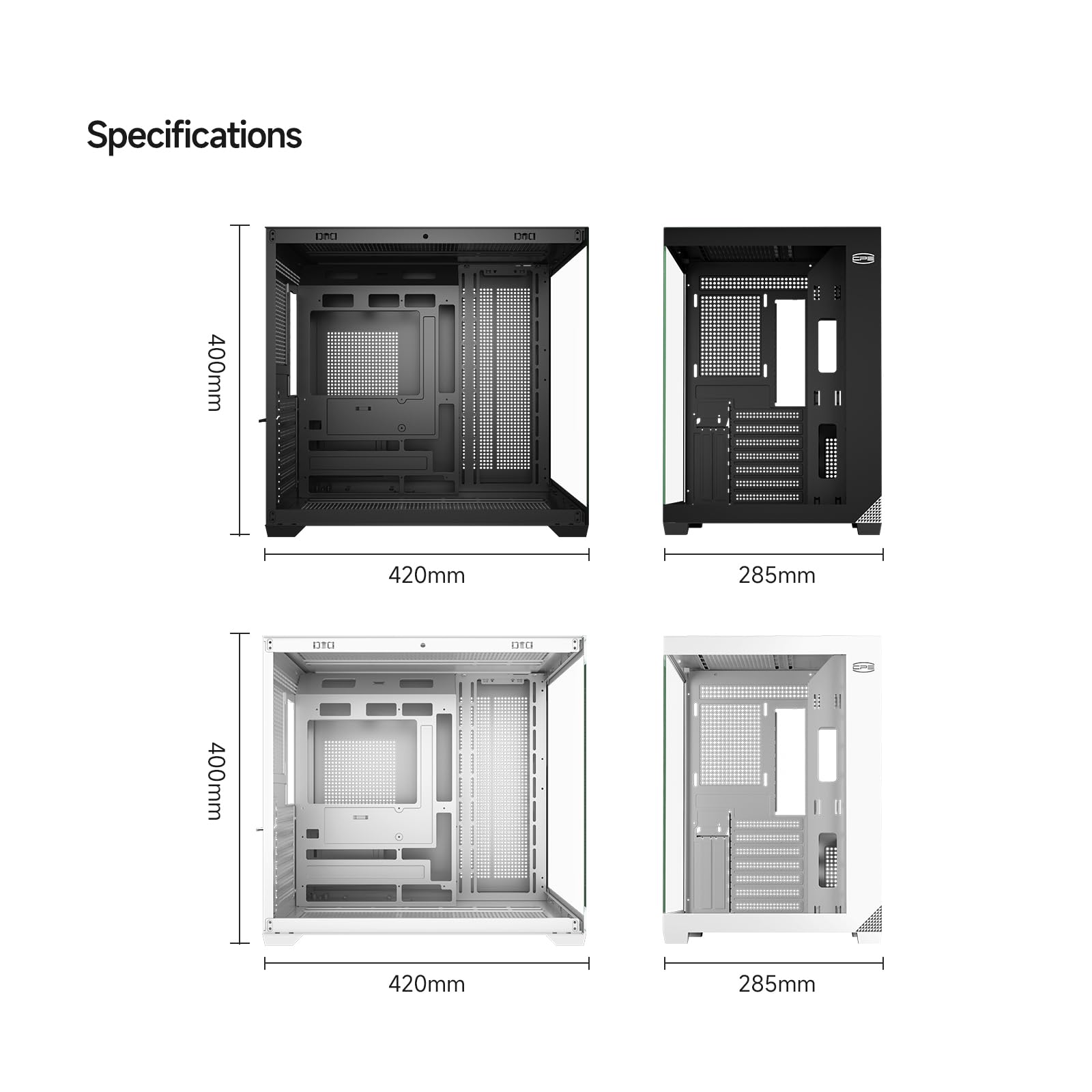 CPS C3 T700 PC-behuizing ATX Mid Tower, Gehard Glas & Gaas Voorzijde, Hoge Luchtstroom, Ondersteuning voor ATX/MATX/ITX, Ondersteuning voor 360mm Radiator – Wit (Geen Ventilatoren Inclusief)