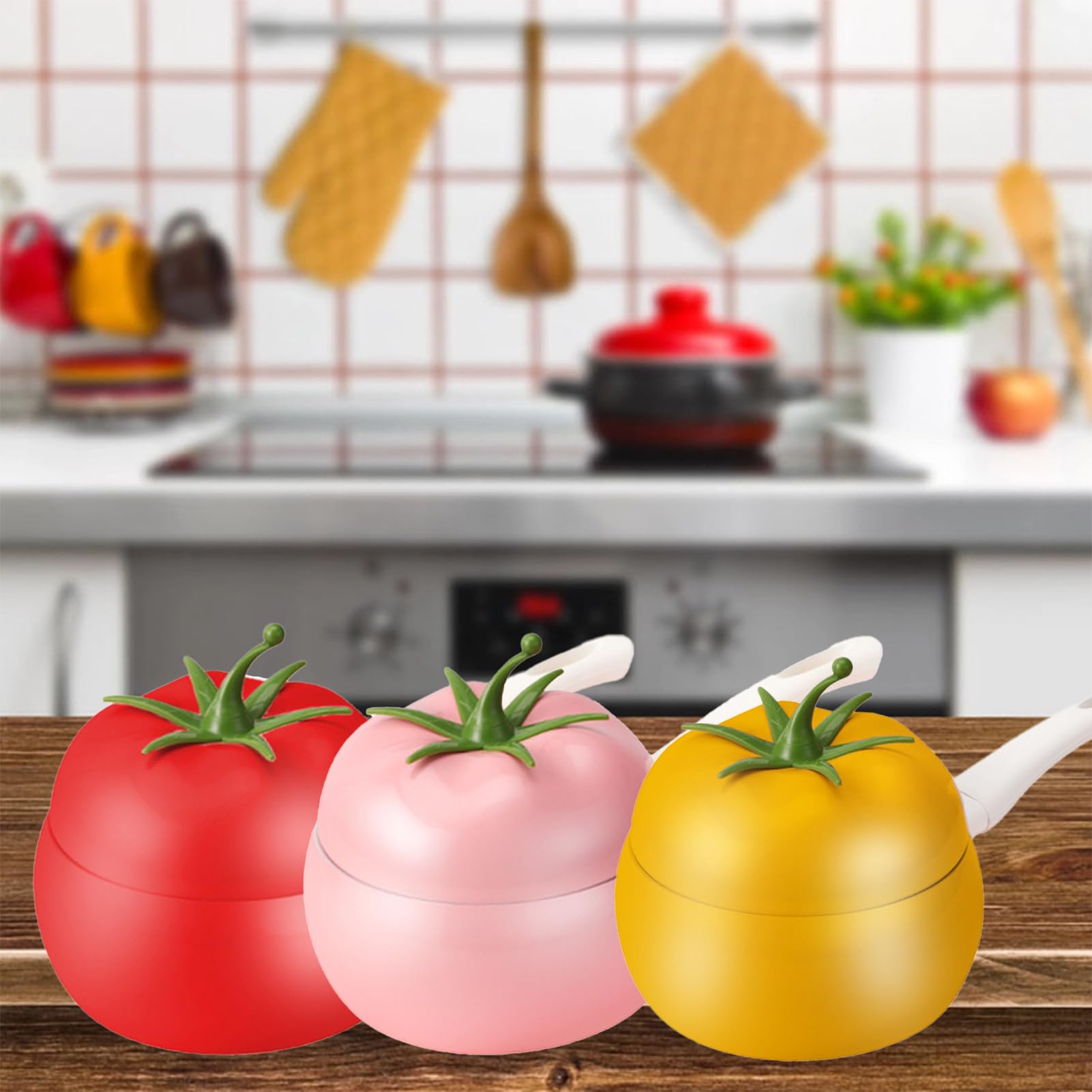 Creative Antihaft Milchtopf, Tomatenförmiger Butterwärmer, Babynahrung Supplement Pan Perfekt zum Kochen von Eiern, Erwärmen von Milch, Mini Edelstahl Milchtopf für Induktion, Gas und Elektroherd