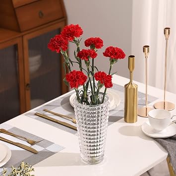 MCMCNCUIU Large Crystal Vase for Flowers, Clear Cylinder Vase, Large Glass Vases, Modern Decorative Vases for Living Room, Bedroom, Kitchen, Dining Table, Mantle, Wedding, Heavy Duty, 9 Inch