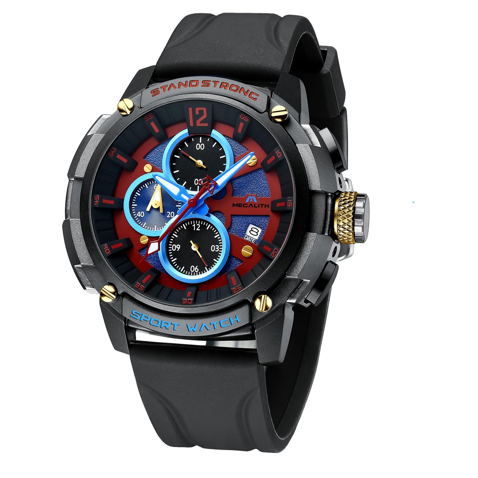 MEGALITH Heavy Duty Watches for Men: Military Sport Analog Chronograph with Luminous - Waterproof Design for Daily Casual Wear and Outdoor Sport Hiking Camping - Model 8231 — view 9