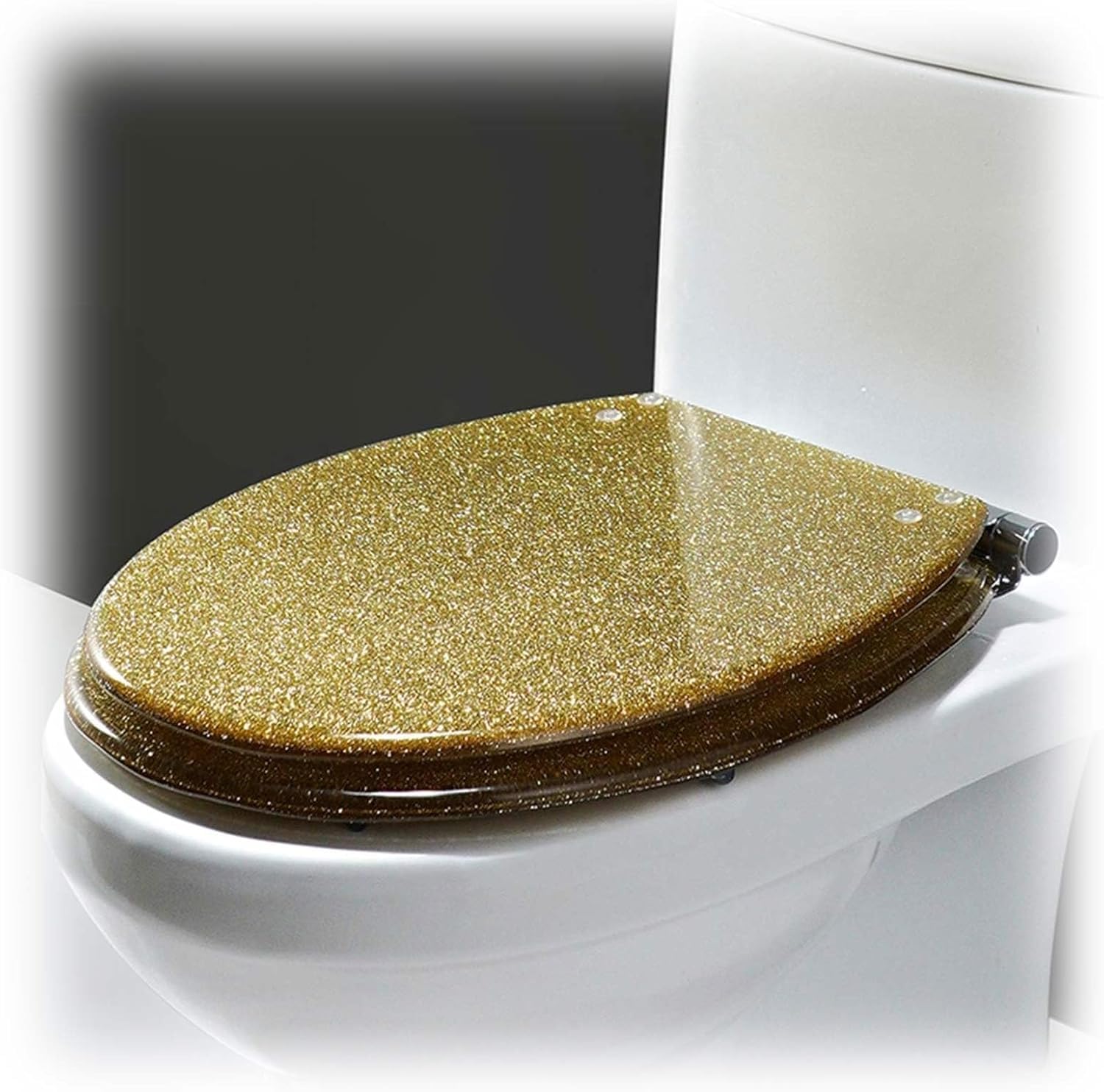 Flash-Toilettensitz mit Absenkautomatik und Schnellverschluss(Gold)