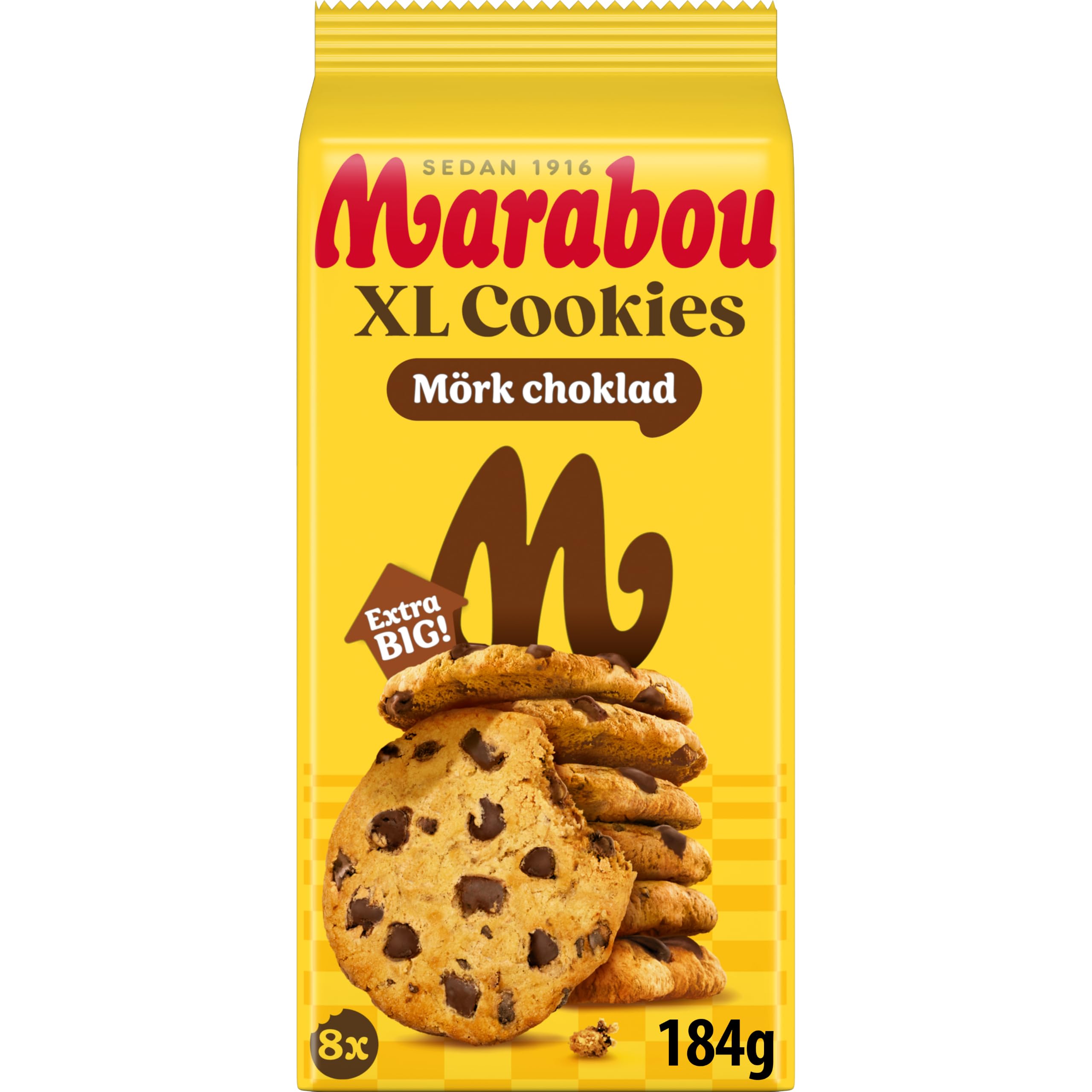 Marabou mörk choklad XL Cookies 10 x 184 g – kräftige Zartbitter Schokolade im knackigen Keks – einzigartig leckere schwedische Süßigkeit aus natürlichen Zutaten – Zartbitter