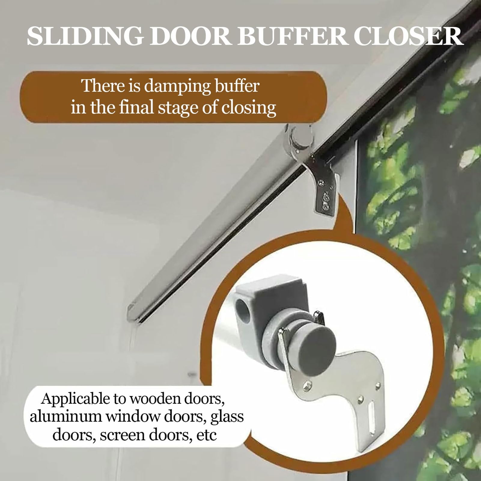 Cerrador de Puertas Deslizantes de Patio de Cierre Automático Cierrapuertas Silencioso con Amortiguador Adecuado para Hoteles, Baños y Oficinas(110-176lb)
