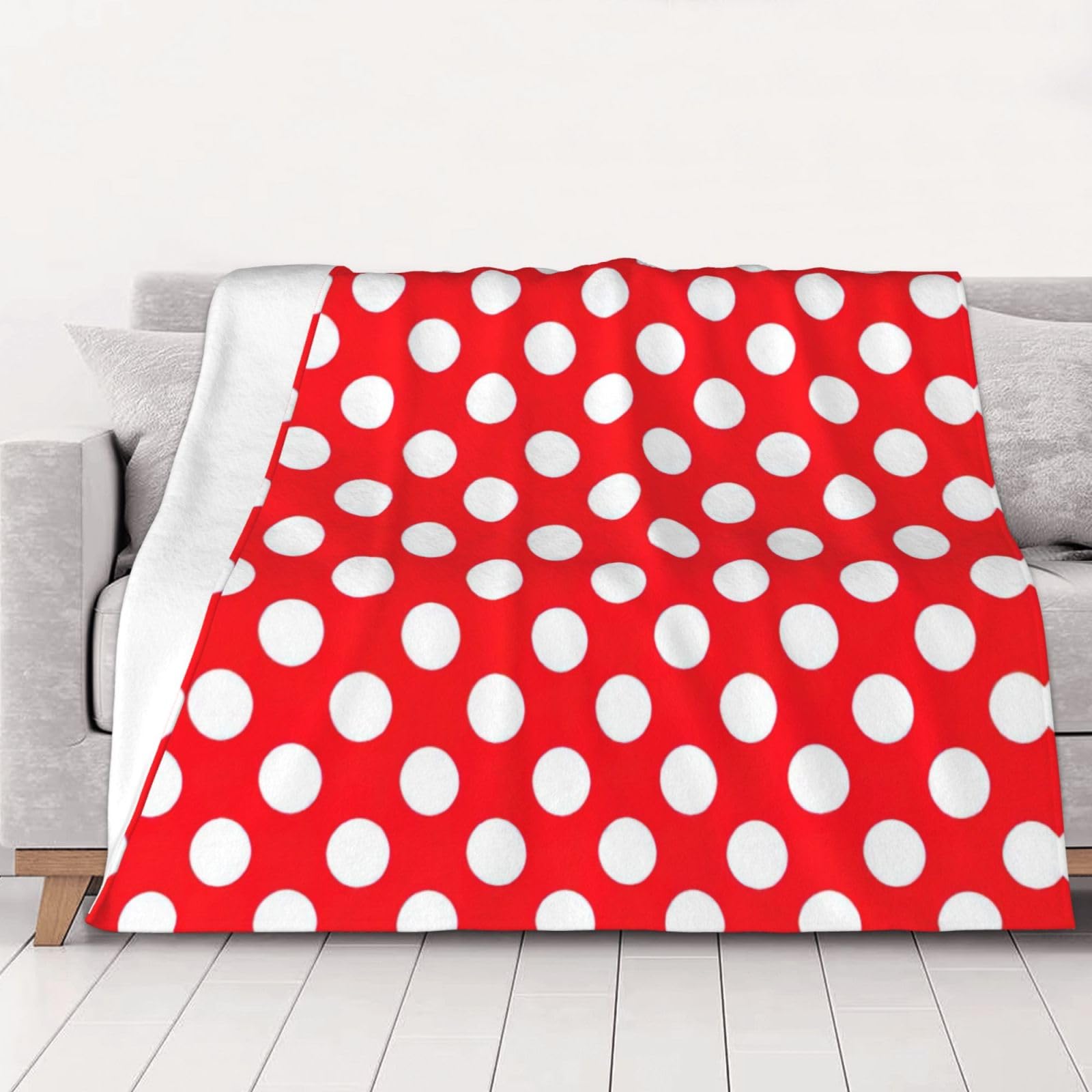 Couverture super douce lit et canapé : plaid haut de gamme motif pois mignons