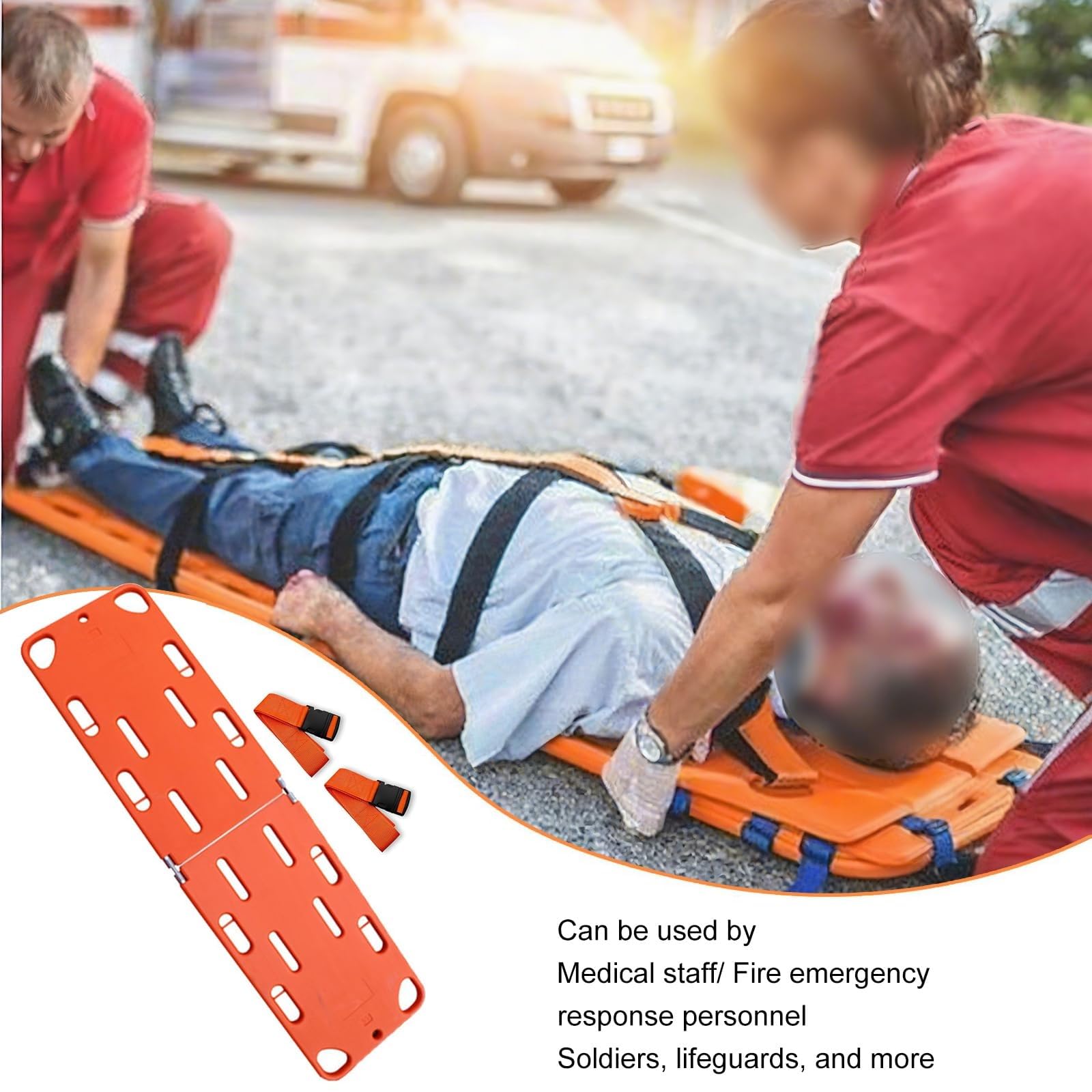 Tragbare Rettungstrage Mit Rückenstütze Und Gurten, Schwimmfähige Trage Für Krankenwagen, Rettungssanitäter Und Sportplätze, Tragfähigkeit: 159 Kg