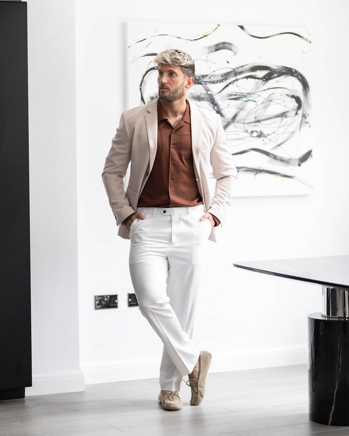 COOFANDY Men's Classic Fit Dress Pants Flat Front Straight Formal Pants Wrinkle Free Expandable Waist Suit Pants - Image 3