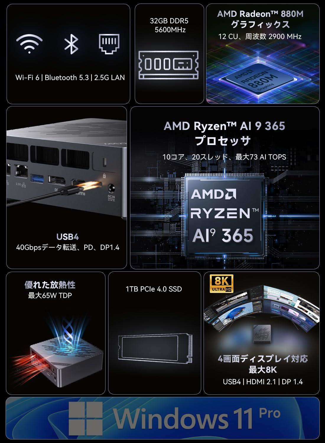 Amazon.co.jp: 2026新型 CHUWI AuBox AI ミニPC 最大73TOPS 世界最強