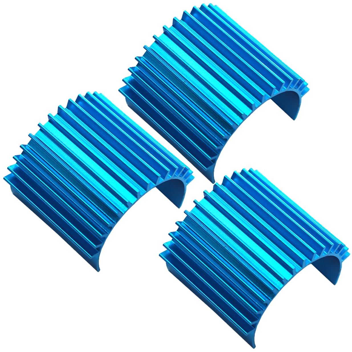 3Pack Vgoohobby Aluminum 370 380 Brushless Brushed Electric Motor Heat Sink Heatsink Cooling Compatible with 1/16 1/18 HSP HPI Wltoys Himoto Redcat Traxxas 1/16 RC Car Boat Truck (Blue)