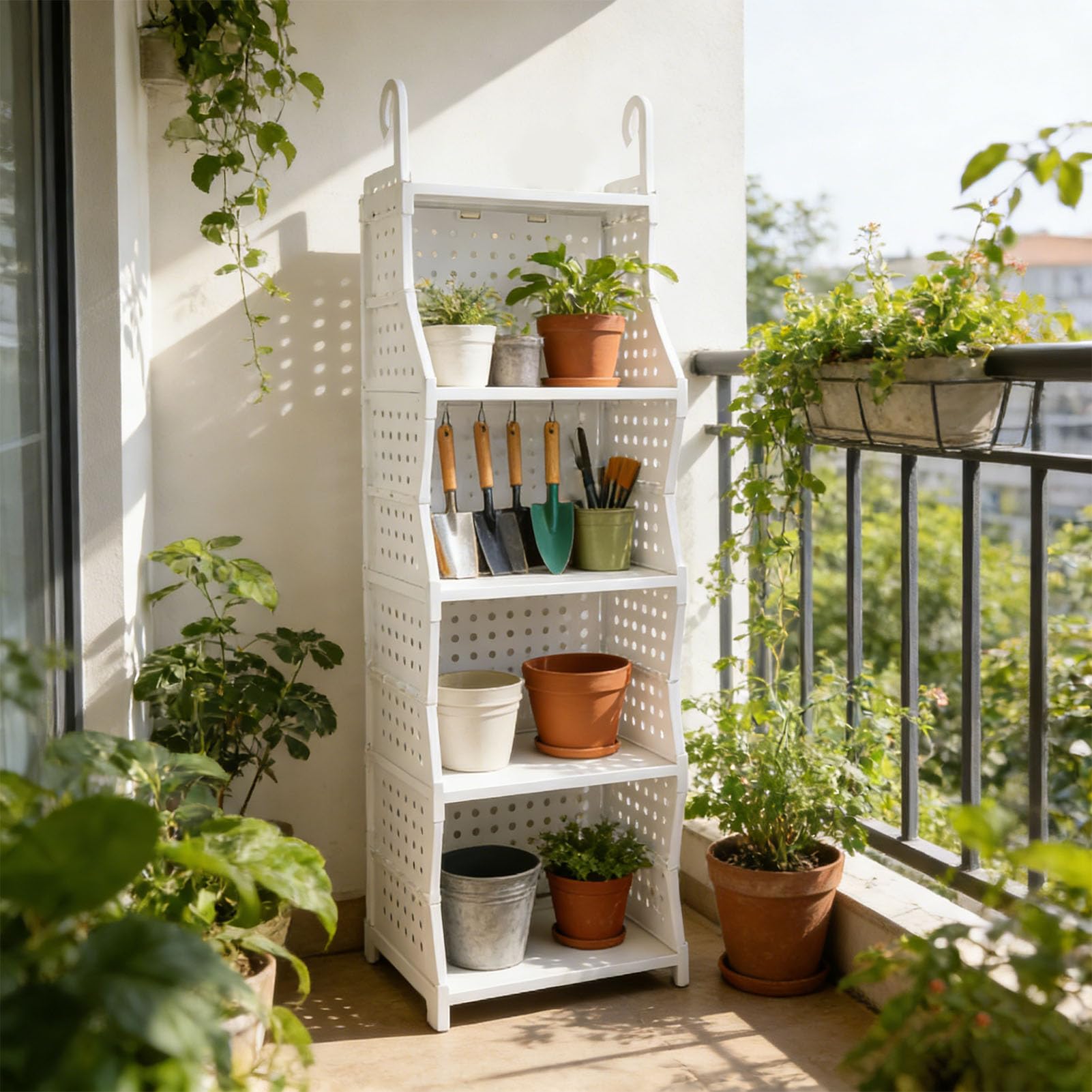 Organizer da appendere, grande capacità, pieghevole, per armadio, con robusto materiale PP, per camera da letto, lavanderia, dormitorio (4 ripiani)