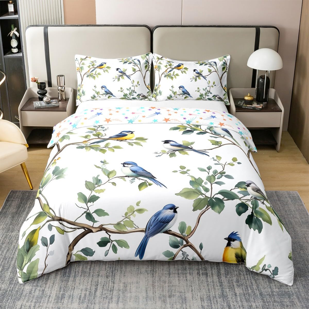 Parure de lit en coton supérieur Loussiesd motif nature élégant