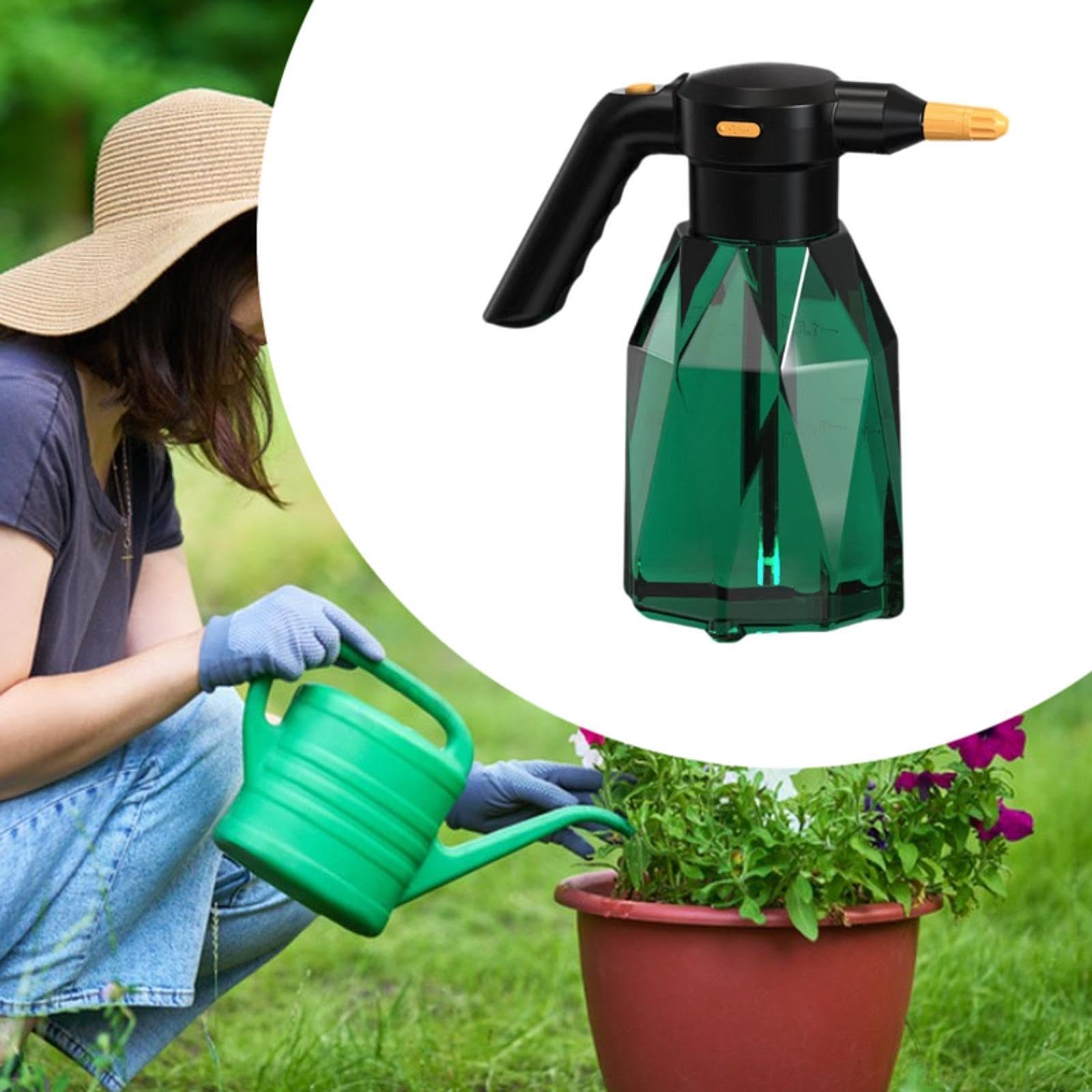 Pulvérisateur Électrique Mousse 2 litres Bouteille Vaporisation Plantes Arrosoir Automatique Pompe USB Approprié pour Nettoyage Maison, Vert