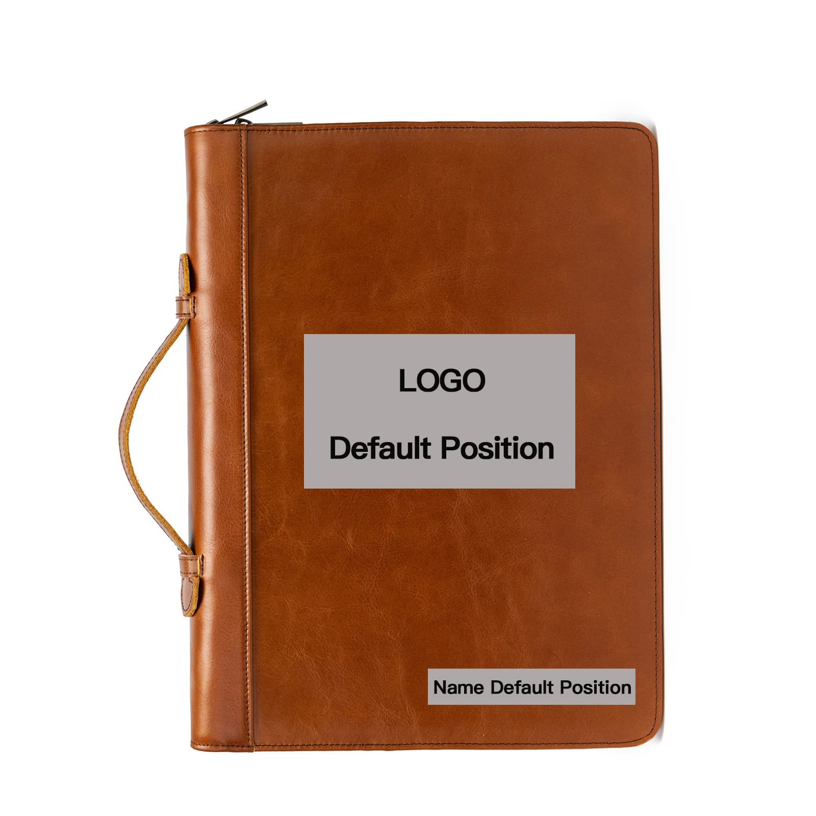 YIWEN Handmade Genuine Leather Portfolio, Zippered Padfolio with 3 Ring Binder, Professional Business Organizer, Resume Folder, Notebook Organizer