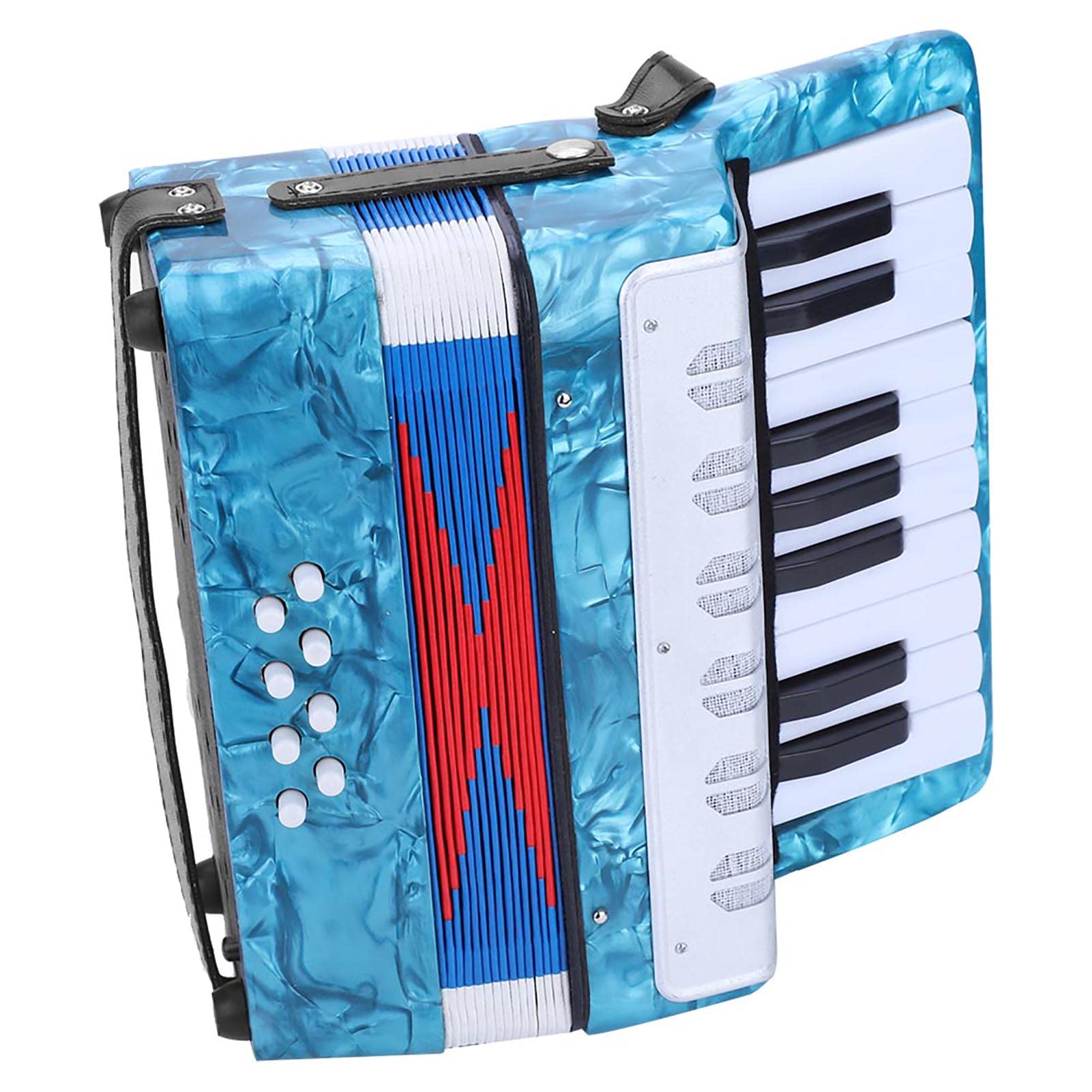 Fisarmonica, 17 Chiave Fisarmonica per Pianoforte, 8 Bassi Fisarmonica, Dono di Mini Accordo di Strumento Musicale per Studenti Principianti (Azzurro)