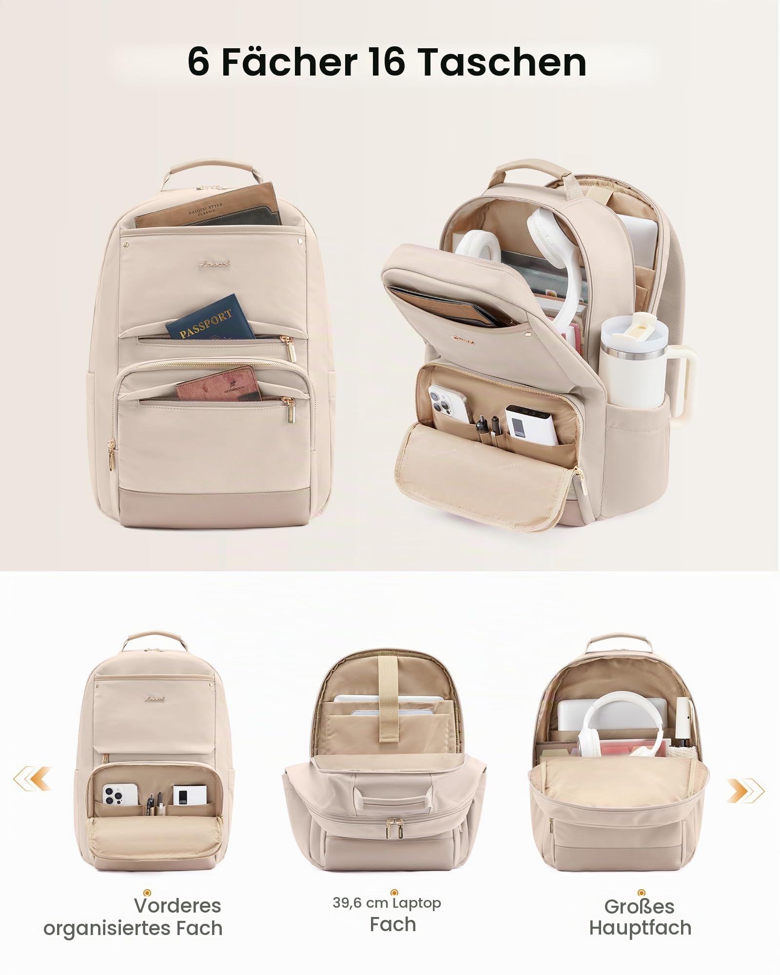 LOVEVOOK Laptop Rucksack Damen, 15,6 Zoll Schulrucksack Teenager Wasserdicht Schultasche Mädchen Elegant Backpack Women Uni School Bag City Reiserucksack Arbeitsrucksack Tagesrucksack für Schule Work