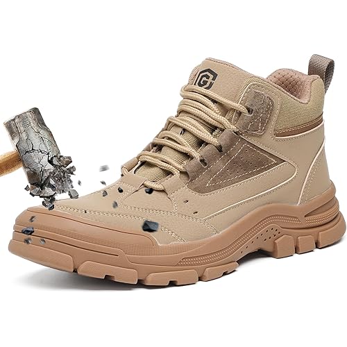 Steel Toe Boots for Men Women – Indestructibl Lightweight Work Boots Steel Toe Safety Shoes Slip Resistant High Top Construction Shoes for Industrial Outdoor Work