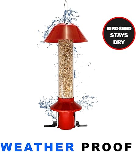 Miniatura 4 de Roamwild PestOff - Comedero cardenal rojo a prueba de ardillas para pájaros, versión de corazón de girasol, semillas mixtas, color rojo, capacidad
