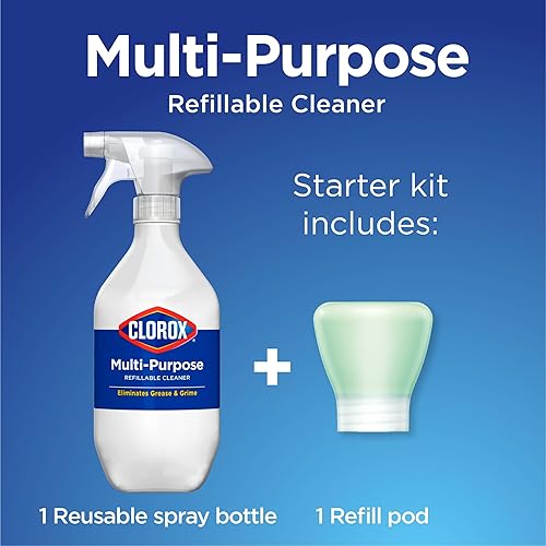 Miniatura 2 de Clorox Kit de inicio de sistema de limpieza multiusos, esenciales para el hogar, 1 botella y 1 repuesto, limón crujiente, 1.13 onzas líquidas