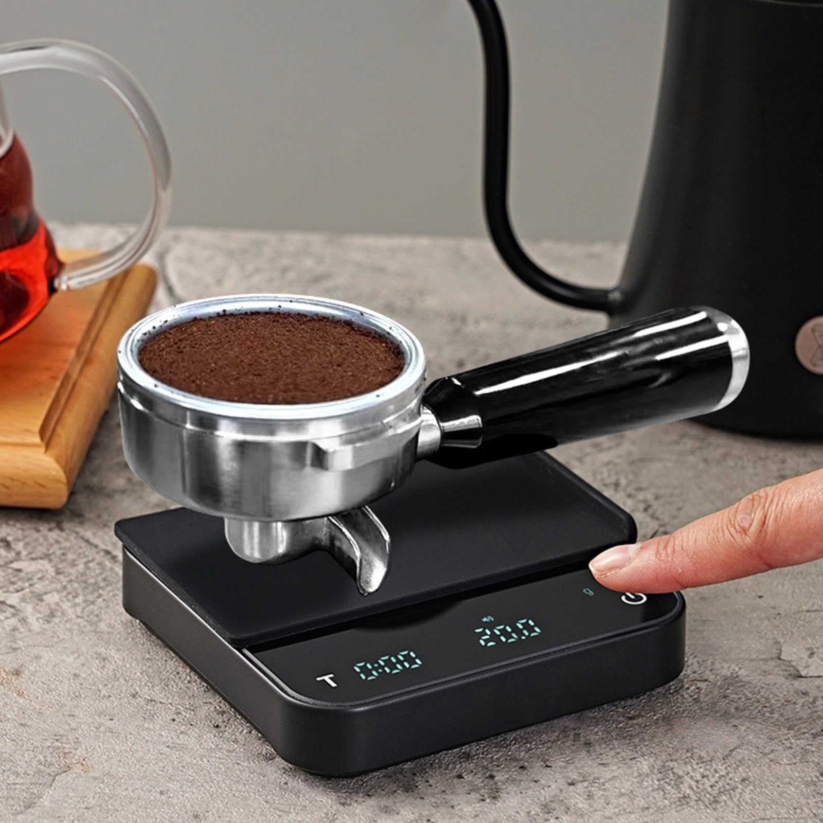 Báscula de Cocina Digital en Miniatura con pesaje de precisión y temporizadores multifuncionales para Preparar café Diseño Compacto Herramienta de pesaje de Cocina con Apagado automático