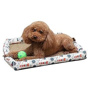 Yusheng Esterilla de refrigeración para perros y gatos, esterilla refrescante para mascotas, esterilla de paja con borde de lona, cama para perros y gatos, cojín de refrigeración para cama fría