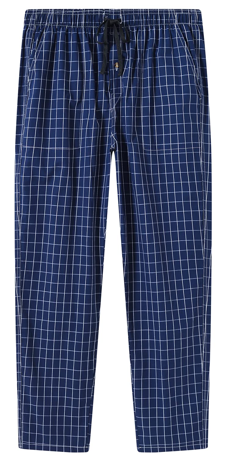 MoFiz Pantaloni Pigiama Uomo 100% Cotone Lungo Pantaloni da Casa a Quadri Leggero Traspirante con Tasche