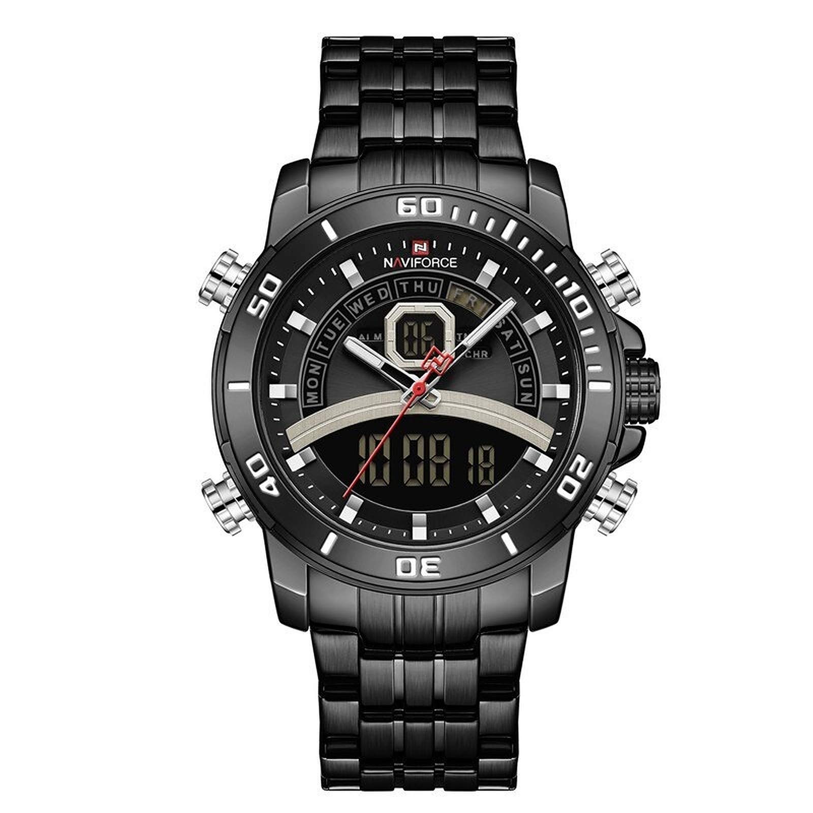 NAVIFORCE Business Watches Mens Digital Sport Military Quartz Wristwatch Stainless Steel Waterproof Clock Male Relogio Masculino (NF9181-BK) (B08NSZ9126) Amazon Price History, Amazon Price Tracker