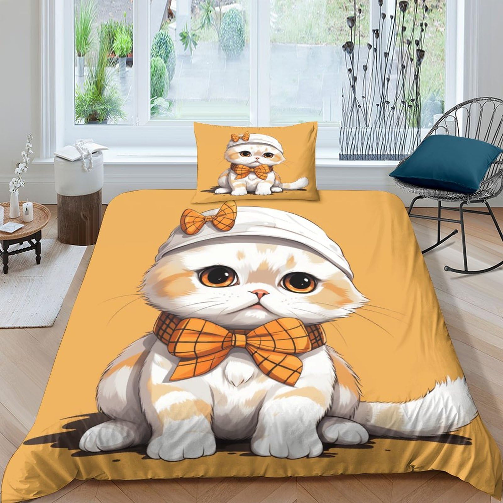 Housse de couette anti-plis imprimé écossais 3D parure de lit microfibre douce single