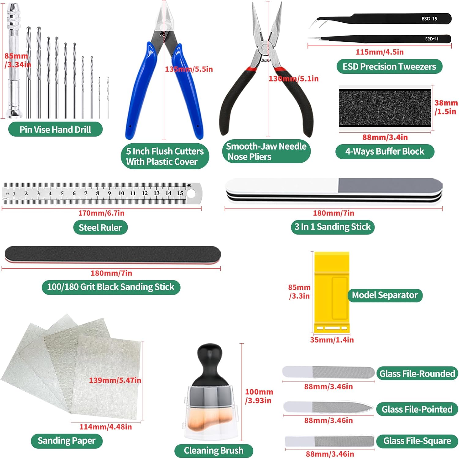 31Pcs Gundam Tool Kit Modeling Tools Hobby Craft Set for Cars, Airplanes, Buildings, Robots Models Repairing and Fixing
