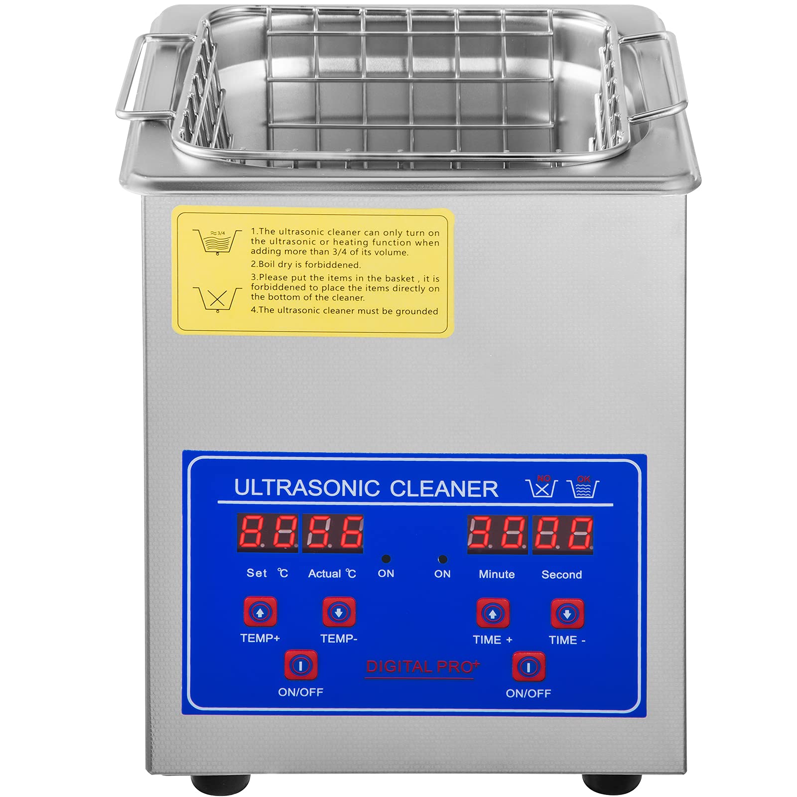 Moh Limpiador Ultrasónico 2L, 60W Limpiador Ultrasónico Profesional de Acero Inoxidable, Máquina de Limpieza Ultrasónica Potente Frecuencia de 40 kHz con Pantalla LED para Joyas, Reloj, Gafas