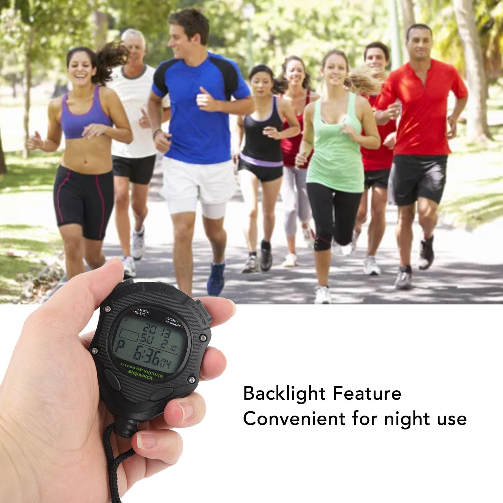 BuyWeek Cronometro Sportivo, Cronometro Digitale ABS Portatile Cronografo Timer con Night Light Alarm per Racing Nuoto