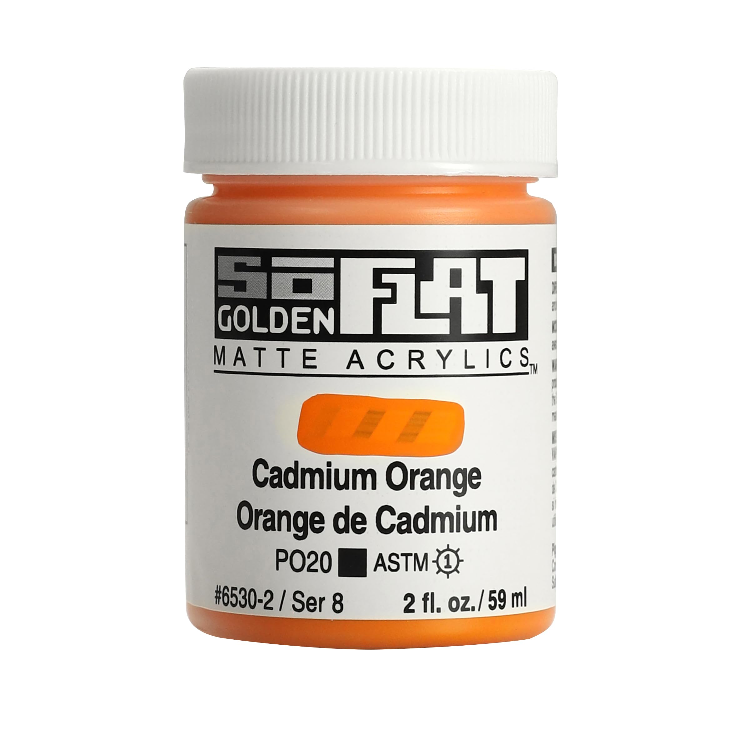 Golden SoFlat Matte Acrylic Paint, 2oz jar, Cadmium Orange (6530-2)