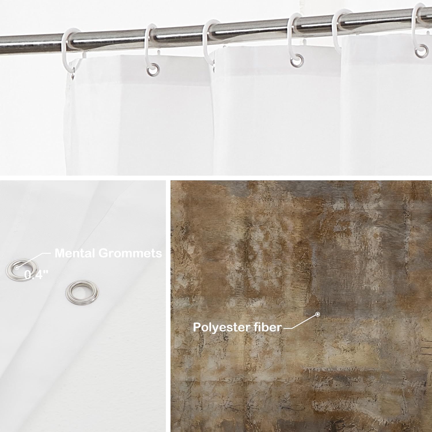 Batmerry Brown Grey Abstract Art Decorative Shower Curtain, Painting Grey Brown Art Abstract Acrylic Shower Curtain Cute Long Wide Shower Curtain for Bathroom Farmhouse Bathtub Waterproof Washable