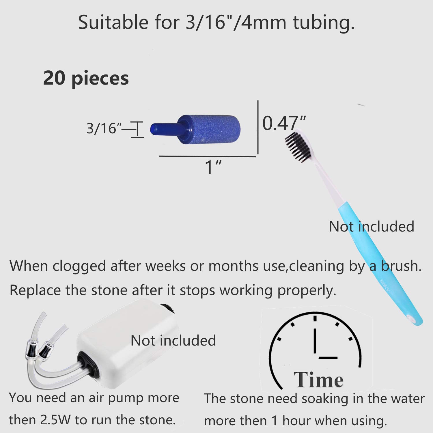 Lee's Pet Products ALE12520 6-Pack Discard a Stone Disposable Air Diffuser for Aquarium Pump, Coarse