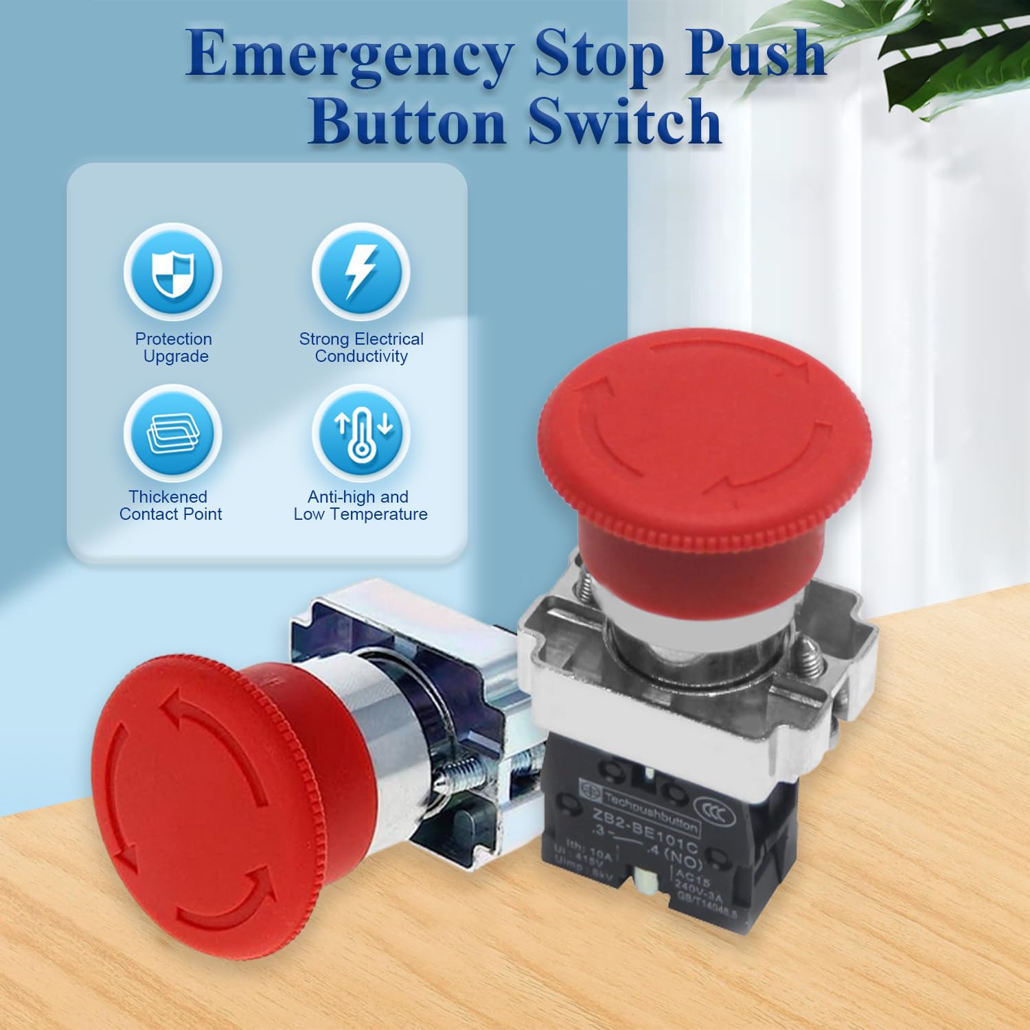 Snapklik.com : 600V 10A Emergency Stop Push Button Switch ZB2-BE101C ...
