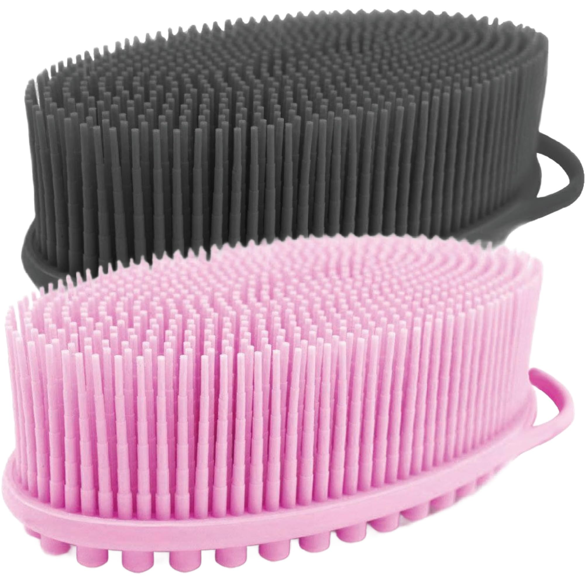 AvilanaPink and Dark Gray Silicone Body Scrubber Bundle - Bold and Stylish Dual-Tone Set
