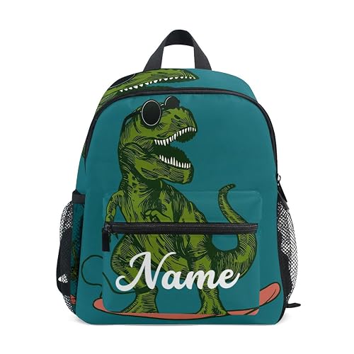 SUABO Custom Dinoasur Toddler Backpack for Boy Girl Skateboard Dino Preschool Bag for Children Personalized Kid's Name B