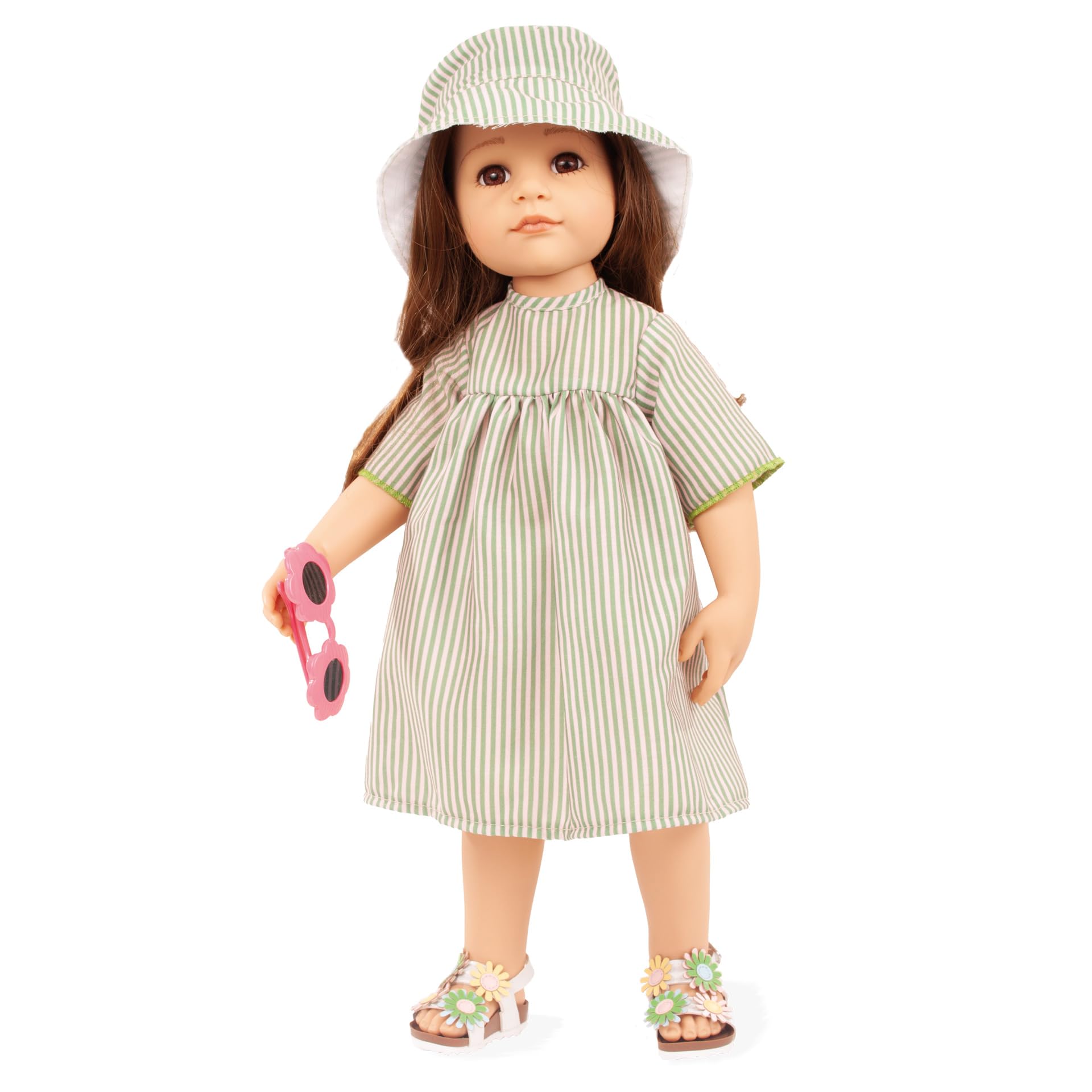 Götz Stehpuppe Hannah Summertime – 50 cm, braune Haare/Augen, 7-teiliges Set