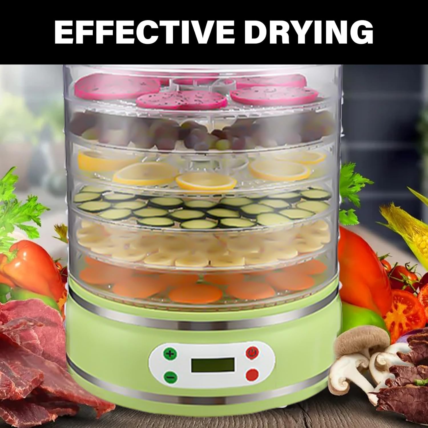 Food Dehydrator Machine 8 Stackable Trays Jerky Dryer Digital Adjustable Temperature Control Electric Food Preserver Vegetable Jerky Dehydrator