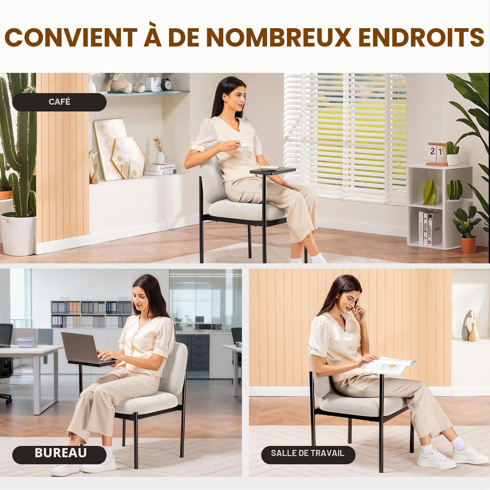 COMHOMA Fauteuil de Relaxation Moderne rembourré avec Pieds en métal, canapé Simple pour Salon, Chambre à Coucher, Jardin, Beige