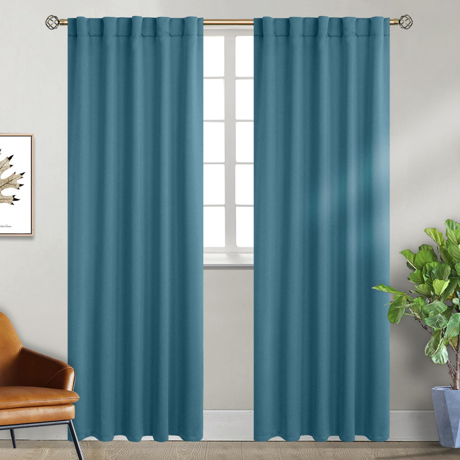 BGment Window Curtains for Bedroom - 84 Inch Rod Pocket and Back Tab Thermal Insulated Room Darkening Living Room, 2 Curtain Panels (42 x Inch, Steel Blue), 42W x 84L (D4BLUESTEEL4284RT) โ image 1