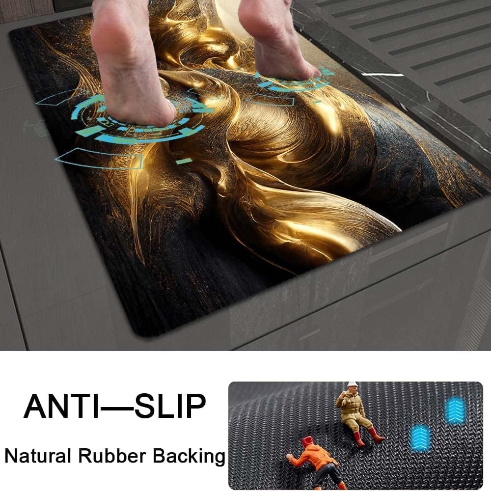 FIGMENT 3D Anti-Slip Water Absorbent Bathroom Mat | Quick Dry Rectangular Bath Mat for Home, Kitchen Doorway, Office & Entryway Use | Soft, Odour-Free & Easy Clean Floor Mat (60x40 cm) 3