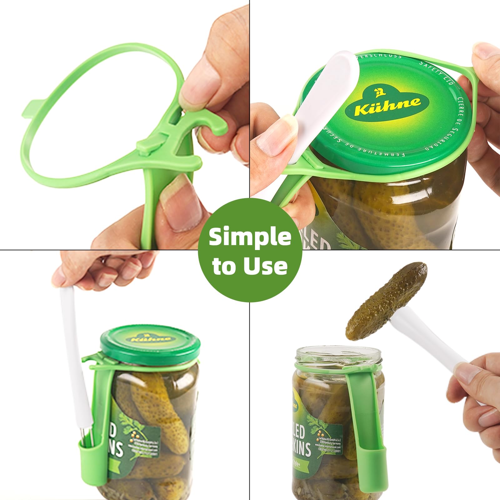 Gurkengabel, 2 Stück, Gurken-Werkzeug-Sets, Pickle Grabber Gabel für das Glas, Küche, Gurkengabel, 304 Edelstahl, Gurkengreifer, Pickle Picker, Geschenke, geeignet für Oliven, Grün, klein