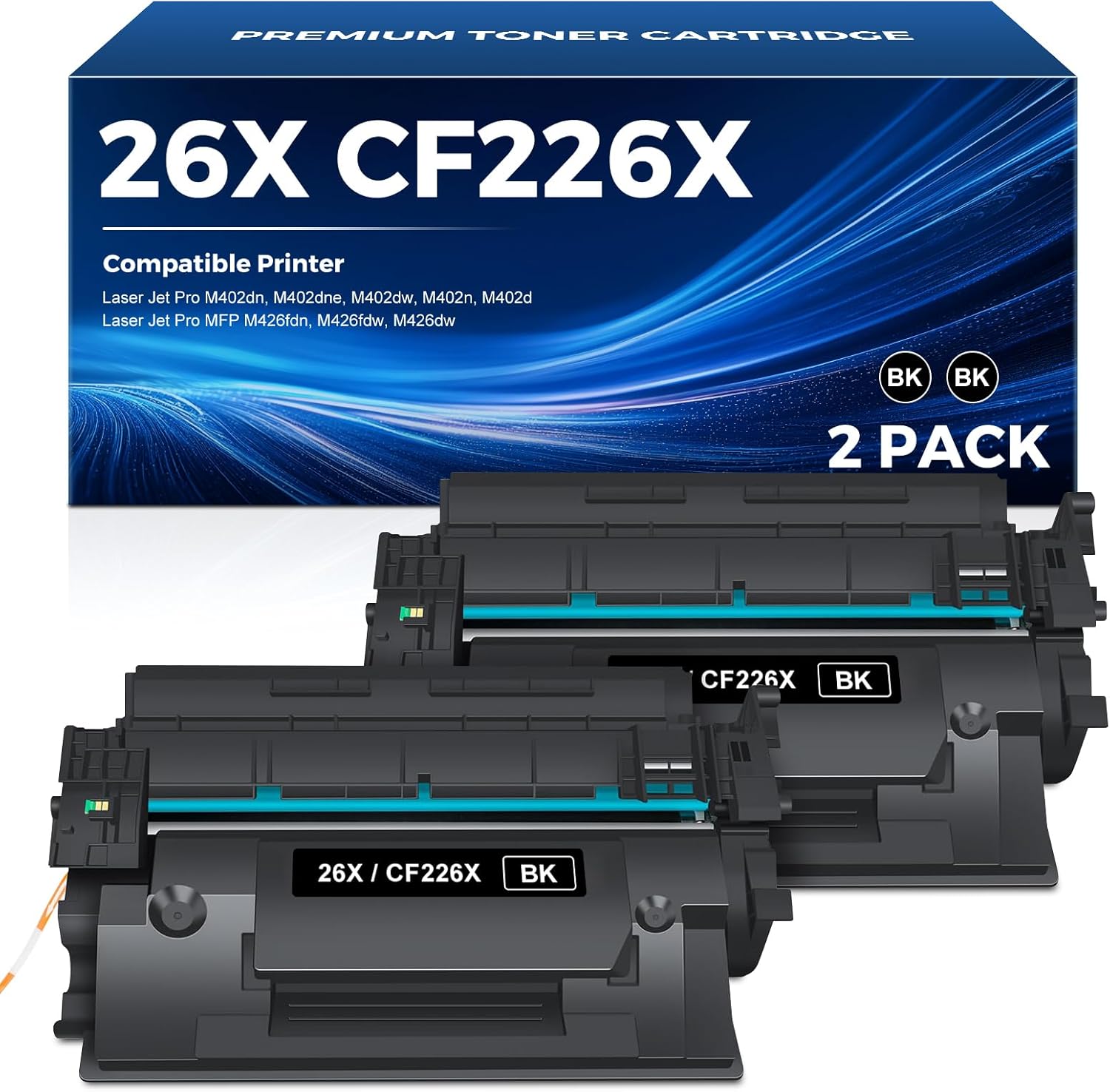 26X CF226X Toner Cartridge Compatible for HP 26X Black High Yield Toner Cartridge 26A Work for Laser Jet Pro MFP M426fdw, M426fdn, M402dn, M402dne, M402dw, M402n, M426, M402 Series Printer, 2 Pack